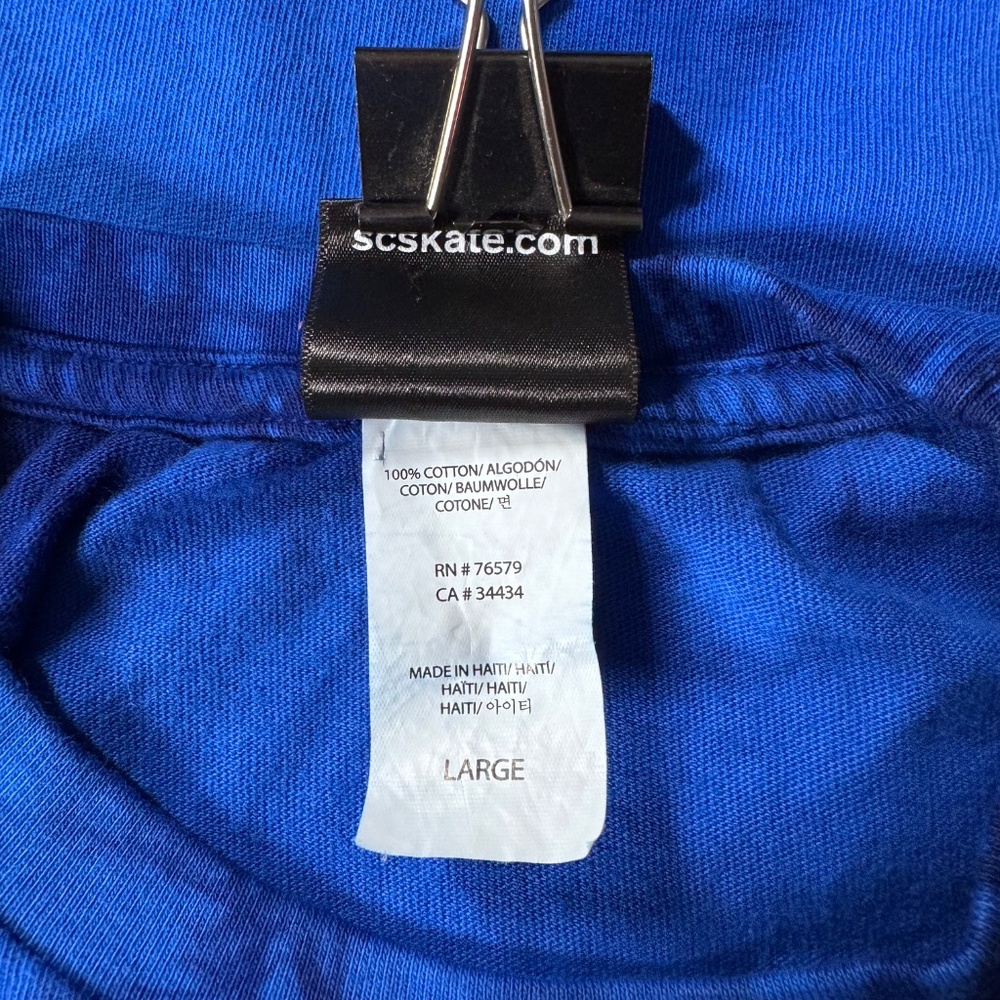 Large Men's Santa Cruz Blue Cloud Wash T-Shirt "Split Strip Hand" Graphic Tee - Picture 5 of 5
